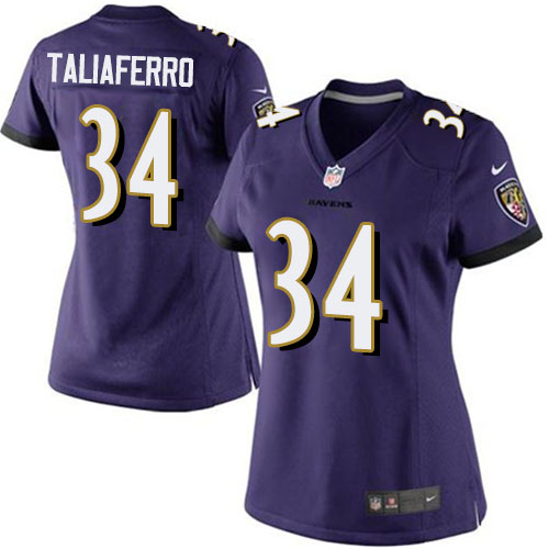 Women's Limited Lorenzo Taliaferro Nike Jersey Purple Home - #34 NFL Baltimore Ravens